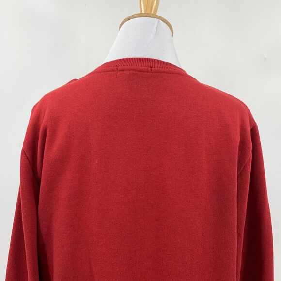 True Religion Sweatshirt Womens Medium Rich Red Fleece Long Sleeve Crew Neck - Picture 6 of 13